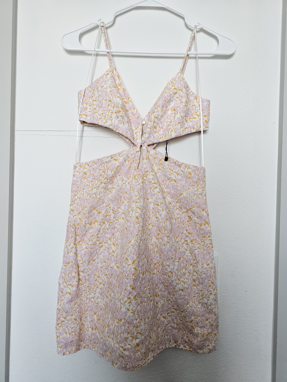 Zara Purpl and Yellow Floral Cutout  Mini Dress